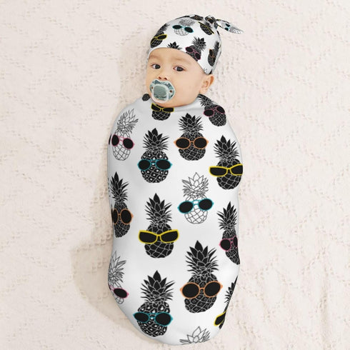 Fruit Wear Sunglasses Newborn Swaddle Blankets Hat Sets Soft Baby Receiving Blanket Swaddle Sack for Baby Shower Infant Boy Girl Gift...