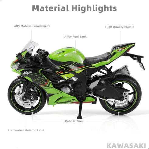 1/12 Kawasak Ninja Motorcycle Model Toy Mini Alloy Metal Diecast Motorcycle Model Green Motorcycle Model Toy Sport Motorcycle Racing Model Collect...
