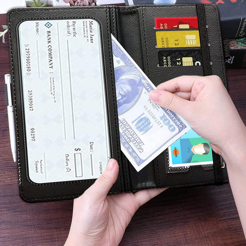 Checkbook Cover Cute Panda Pattern Premium Leather Check Book Holder Wallet with RFID Blocking Function for Men and Women...