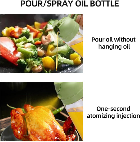 Oil Sprayer for Cooking 16oz, 2 in 1 Olive Oil Dispenser and Oil Sprayer - 470ml Olive Bottle Spray and Pour - Olive Glass Oil Dispenser for Kitch...