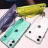 Omorro for iPhone 12 Mini Bling Girly Case, Glitter Candy Color Crystal Clear Cover with Adjustable Hand Finger Strap Kickstand Soft TPU Protectiv...