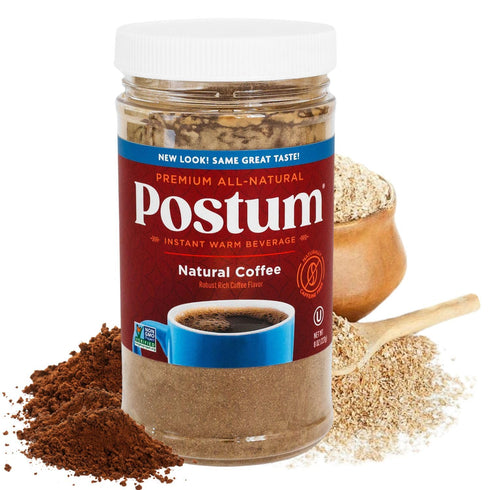 Postum Natural Coffee Flavor Coffee Substitute (8oz) Coffee Alternative Caffeine Free with Roasted Wheat Bran & Molasses | Natural, Non-GMO, Vegan...