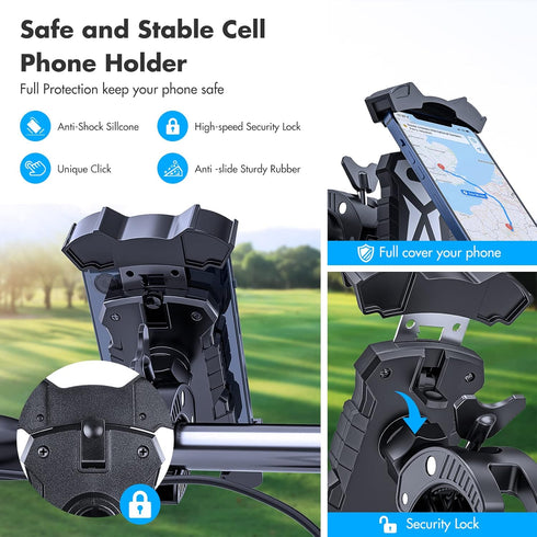 Universal Golf Cart Phone Holder, Adjustable Bike Phone Mount Bike Phone Holder for Handlebars Compatible with iPhone14,13,12,11, Pro Max ,Samsung...