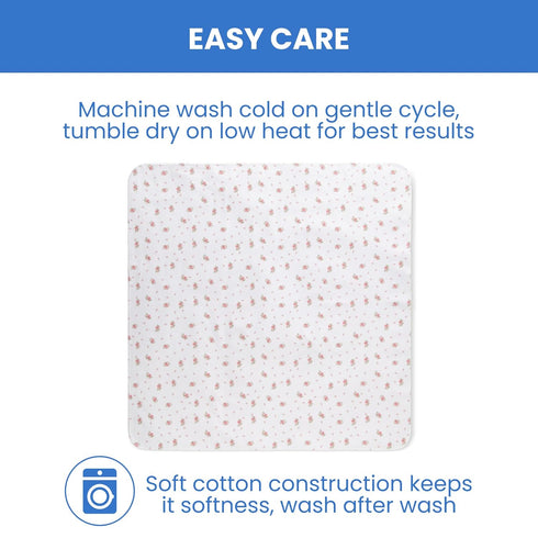 Delta Children 100% Cotton Flannel Baby Receiving Blankets for Girls and Boys – 30x30 Inches (Pack of 2), Pink Floral...