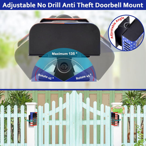Anti-Theft Doorbell Door Mount,No-Drill Mounting Bracket with Adjustable Angle(45-135 Degrees) for Video Doorbell Cover Holder Not Block Doorbell ...