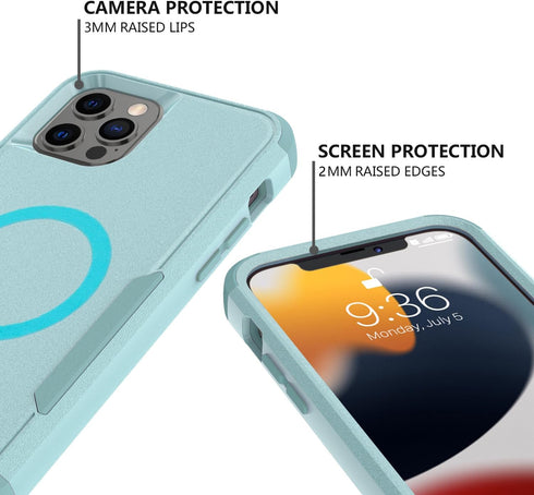 Tksafy for iPhone 13 Pro Max case Compatible MagSafe, Heavy duty Shockproof Protective Three Layers Phone Bumper Cover with Full Body Rubber Armor...