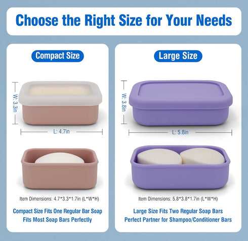 Compact Leakproof Travel Soap Case, Silicone Travel Soap Container, Portable Soap Box with Drainage Layer, Shatterproof Soap Holder for Bathroom, ...