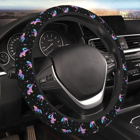 Unicorn Star Steering Wheel Cover for Women Men Girls Car Accessories Decor Anti-Slip Neoprene Auto Steering Wheel Covers Protector Universal 15 I...