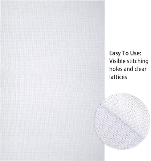 Pllieay 2 Pieces 14 Count Big Size White Aida Cross Stitch Fabric, Classic Reserve Aida Cloth, 19.6 x 21.6 Inch...
