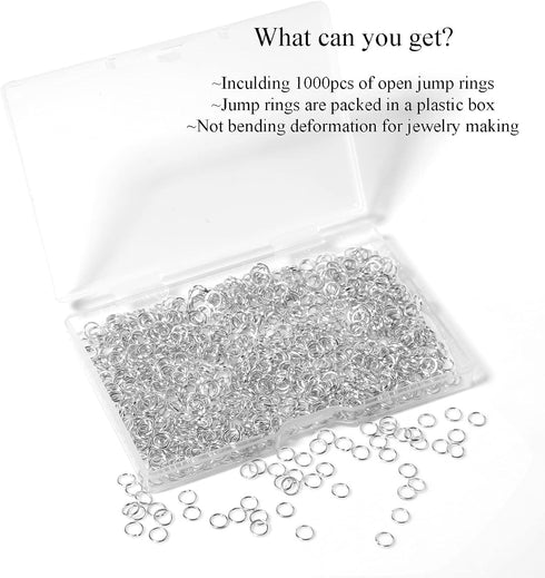 1000 Pcs 5mm Open Jump Rings Silver Plated Jump Rings for Jewelry Making Single Ring Bulk for DIY Craft Earring Necklace Bracelet Pendant Choker J...