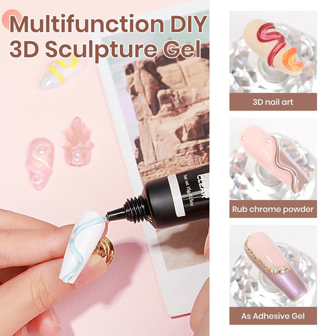 MIZHSE 3D Nail Gel Clear Nail Sculpting Gel for Nail Art 15g Molding Gel for Nails Gel Liner 3D Nail Art 5D Embossed Gel Candy Gel Nail Decoration...