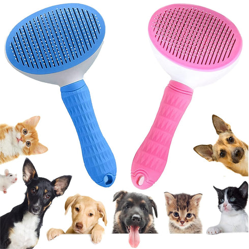 Self Cleaning Slicker Brush for Dog Brush & Cat Brush- Slicker Pet Grooming Brush- Shedding Grooming Tools. Brush for Pet (pink)...