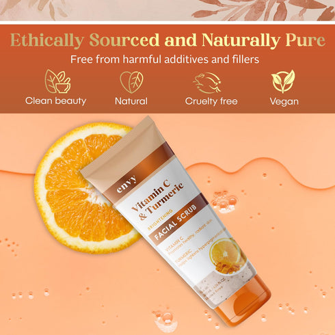 Envy Vitamin C and Turmeric Face Scrub - Anti Aging Facial Exfoliating Scrub, Clears Blackheads Improve Dark Spots & Acne - Korean Skin Care - All...