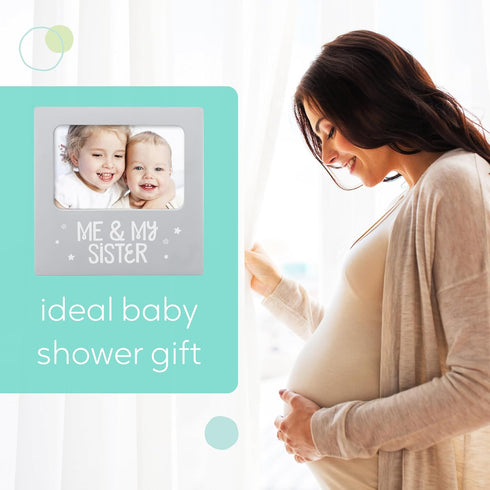 tiny ideas Me and My Sister Picture Frame, Baby Keepsake Frame, Sibling Gifts for Sisters, Brothers, Birthday, Shower, Baptism, Newborn Nursery De...