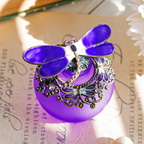 YU FENG 40ml Fancy Purple Dragonfly Empty Refillable Glass Perfume Bottle,Retro Frosted Butterfly Lid Perfume Bottle...
