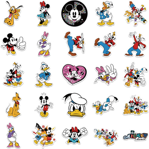 100Pcs Mickey&Minnie Sticker for Kids, Cute Disney Cartoon Mickey&Minnie Mouse Waterproof Vinyl Stickers for Teen Girl Water Bottle, Laptop, Phone...