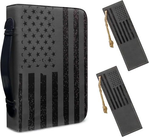 Bible Cover Case with Bookmarks, American Flag Leather Bible Cover for Women Men, Portable Bible Carrying Case with Handle and Pocket, Waterproof ...