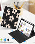 for iPad 10th Generation Case with Keyboard Pencil Holder 10.9 Inch Folio Tablet Cover Women Girls Cute Girly Teens Kawaii Black Flower Unique Des...