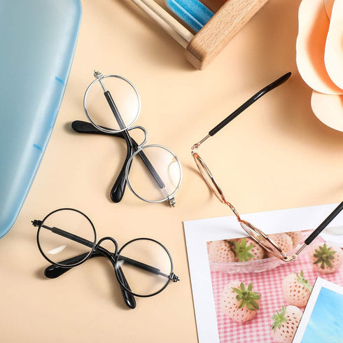 9 Pairs Doll Glasses Metal Wire Rim Clear Lens Eyewear Fabric Doll Dress Up Eyeglasses Mini Dolls Costume Accessories for 18 Inch and Other Item D...
