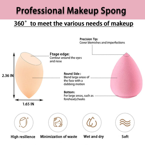 Makeup Brush Set Make up Brushes and Sponges Set Professional Blending Brush Foundation Brush Set Dual Ended Makeup Brush Kabuki Foundation Brush,...