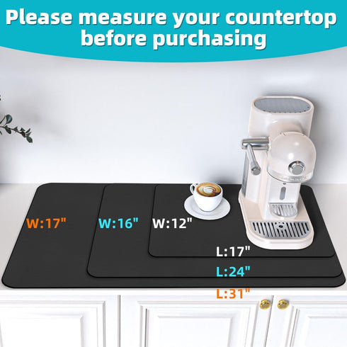 PoYang Coffee Mat: Coffee Bar Mat with Rubber Backed, 12" X 17" Hide Stains Coffee Maker Mat for Countertops, Coffee Matt for Counter, Coffee Bar ...
