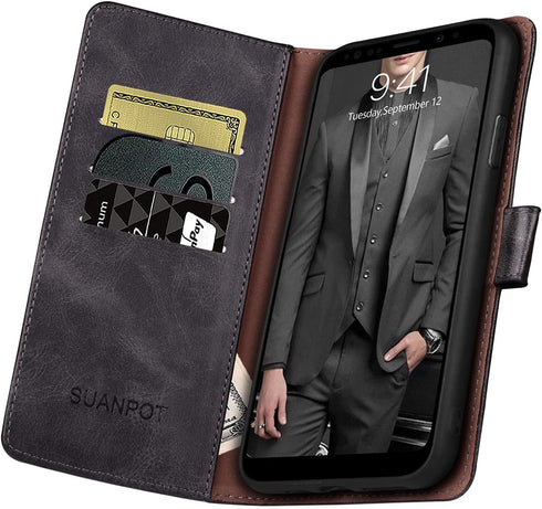 SUANPOT for Samsung Galaxy Note 9 6.4" with RFID Blocking Leather Wallet case Credit Card Holder, Flip Folio Book Phone case Cover Purse Poket for...