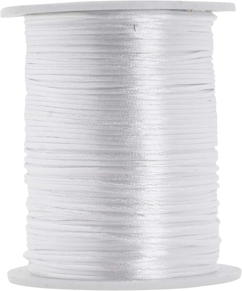 Mandala Crafts Nylon Satin Cord 1mm Rattail Cord White String - 100 Yds Nylon Chinese Knotting Cord Rat Tail Silk Cord for Bracelet Necklace Jewel...