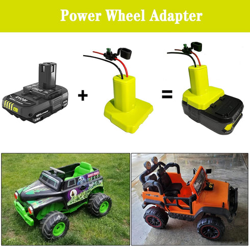 Power Wheel Adapter for Ryobi 18V Battery with 30A Fuse,With 12 Gauge Wire, Power Convertor for Rc Car, Robotics, Rc Truck,for Ryobi 18V P100 P102...