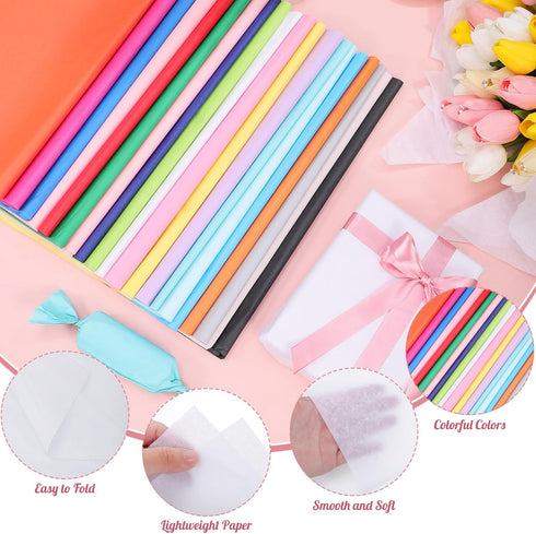 160 Sheets Colored Tissue Paper, Tissue Paper Bulk 14 X 20 Inches Tissue Paper for Gift Bags Wrapping DIY Crafts Wedding Birthday...