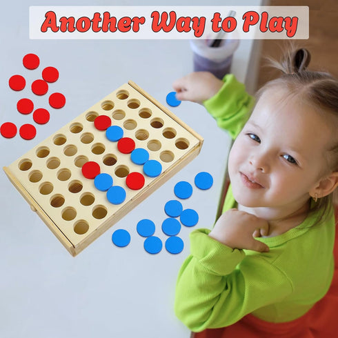 4 in a Row Wooden Connect Board Game, Foldable Line up 4 Game, Classic Strategy Family Fun Toy, Wood Connect Game for Kids and Adults (Travel Size...