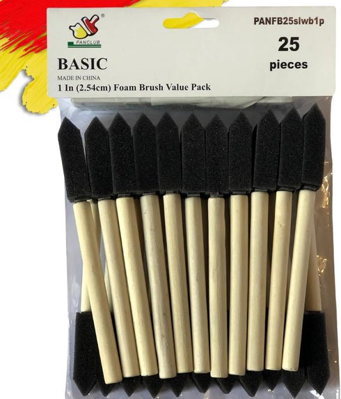 PANCLUB Foam Paint Brush Set 1 inch, Sponge Brush Paint 25 Pack with Wood Handles,Great for Art, Varnishes, Acrylics, Stains, Crafts...