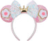 3D Mouse Ears Headbands, Flower Pink Sequin Mouse Ears for Women Girls, 2" Extra Thick Headband with 4" Park Ears, Birthday Party Decorations Hair...