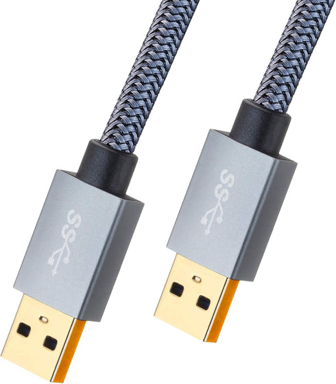 USB to USB 3.0 A Male to A Male Cable 1 ft,Faodzc USB A to A Cable Nylon Braid USB Male to Male Cable Double End USB Cord Compatible with Hard Dri...