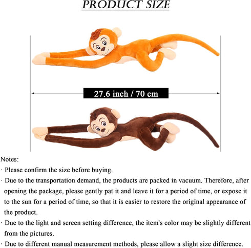 2PCS Hanging Monkey Stuffed Animals Plush Cute Monkey Toy for Kids Adults, 27.6"...