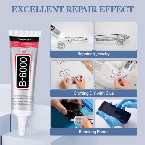B6000 Jewelry Glue, 25ML/0.9 fl oz Clear Glue Rhinestone Glue Craft Glue, Multipurpose Super Adhesive Glue for Phone Repair Nail Art Wood Glass Fa...