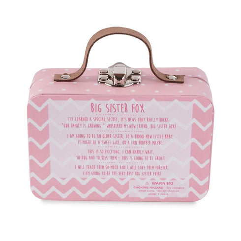 Mud Pie Mini"I'm A Big Sister" Fox Set, Pink, 4.5" x 3"x 1.5" , 2 Piece Set...