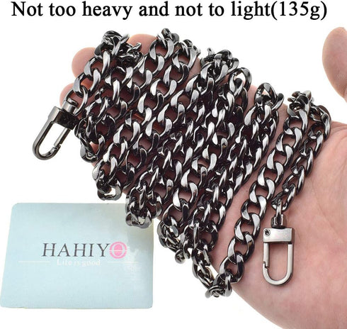 HAHIYO Purse Chain Strap Length 47.2” Bright Black for Shoulder Cross Body Sling Purse Handbag Clutch Bag Replacement Strap Comfortable Flat 0.4” ...