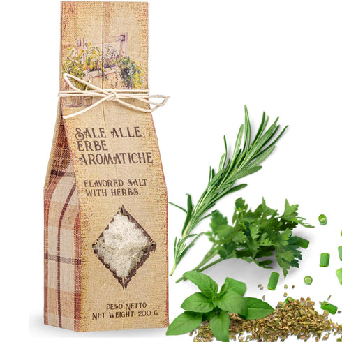 Sicilian Sea Salt with Aromatic Herbs, 7 oz, All-Natural Unrefined Flavored Sea Salt with Parsley, Rosemary, Chives, Oregano,Basil and Lemon, Arti...