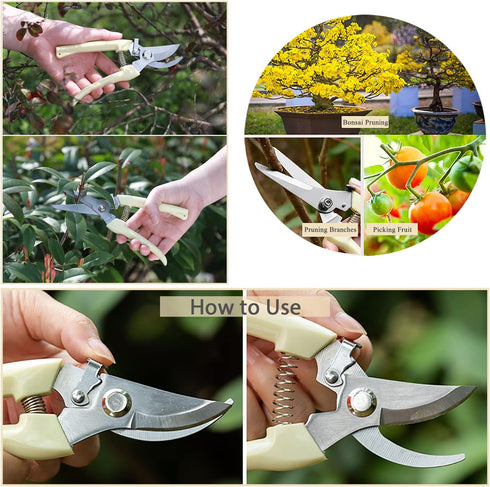 2 Pack Flower Scissors Set Stainless Steel Floral Design Supplies Tools for Flower Stem Cutter Rose Stripper Dethorner (Beige)...