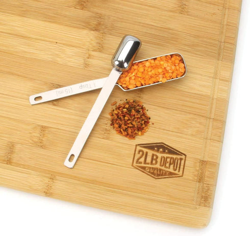 2lbDepot Measuring Spoons Set of 7 Includes Bonus Leveler, Premium, Rust Proof, Heavy Duty, Chrome Plated, Stainless Steel Metal, Narrow, Long Han...