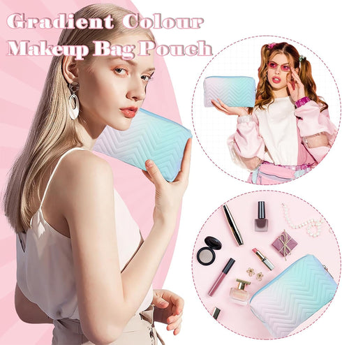 3pcs Travel Makeup Cosmetic Bag,Hotipine Cute Makeup Zipper Pouch Toiletry Bag,Waterproof Large Purse Organizer,Portable Beauty Storage Brush Aest...