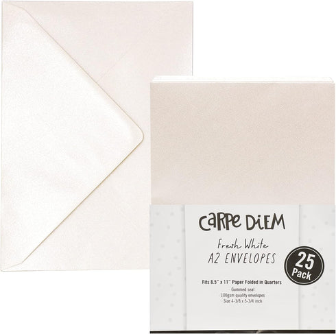 Pukka Pad, Carpe Diem Gummed Envelopes for Greeting Cards and Invitations - Pack of 25 Fresh White Envelopes - A2, 4.38 x 5.75 in...
