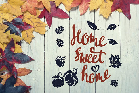 9 Pieces Reusable Thanksgiving Stencils for Painting on Wood, Pumpkin, Truck, Home Sweet Home, Harvest, Maple Leaf, Autumn Painting DIY Mould Deco...