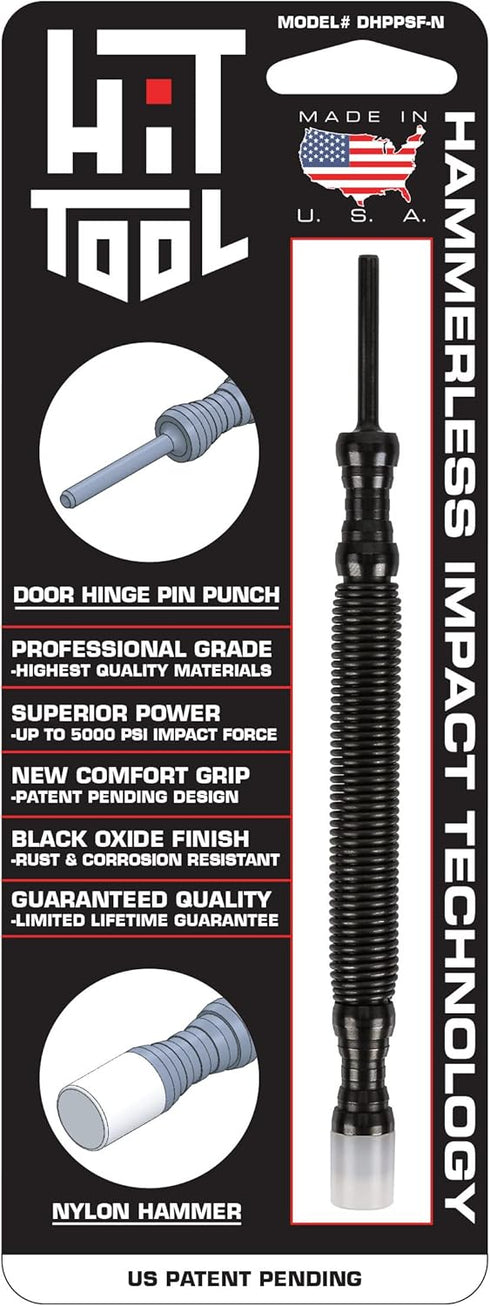 Door Hinge Pin Removal Tool - Spring Driven Door Hinge Pin Remover Punch and Nylon Faced Hammer...