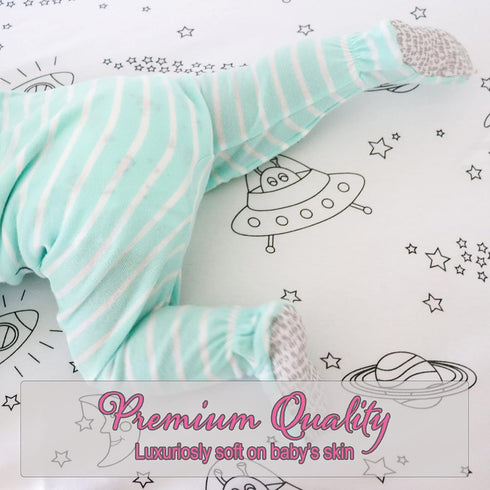 Milky Chic GOTS Fitted Baby Crib Sheet, Breathable 100% Organic Cotton Mattress Sheet for Boys and Girls, Fits Standard Size Mattresses (Space Bla...
