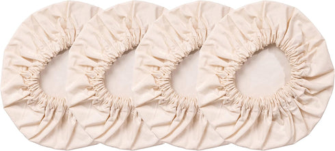4 - Pack Linen Bowl Cover Reusable 100% Cotton ~ Elastic Stretch Machine Washable Organic Bowl Cover Lids for Food, Fruits, Leftover (Fits upto 5....