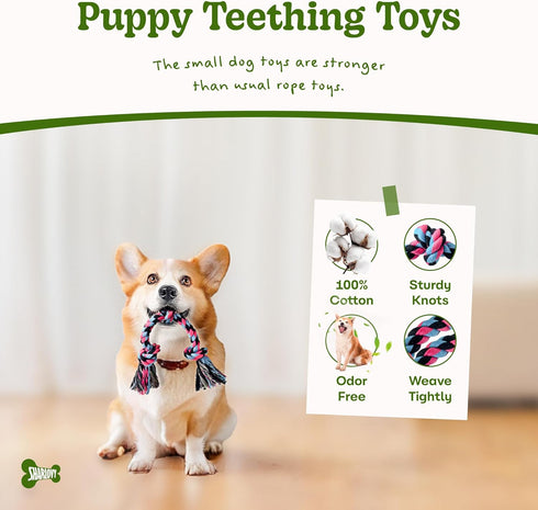 SHARLOVY Puppy Rope Toy, Dog Rope Toy for Small Dogs, Puppy Teething Toys, Cotton Interactive Tug of War Dog Toy for Puppies Boredom, Dog Chew Toy...