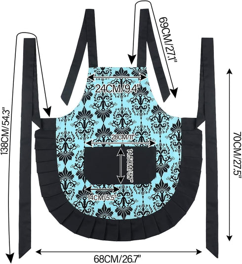 G2PLUS Mothers Aprons for Women with Pockets, Extra Long Ties, Vintage Damask Apron, Perfect for Kitchen Cooking, Baking and Gardening, 28 x 27 In...
