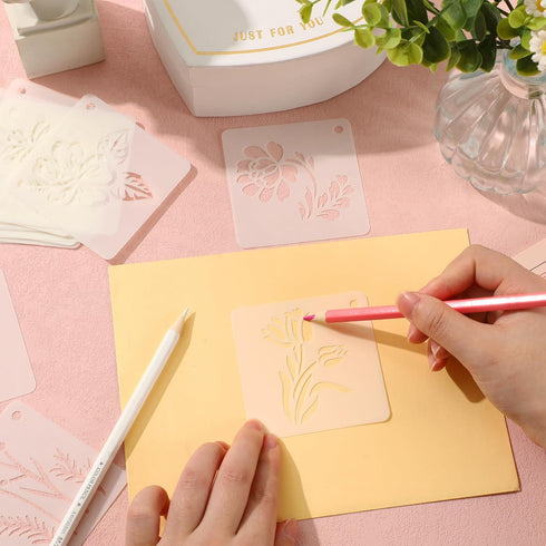 JULMELON Flower Stencils for Painting on Wood, 20Pcs Sunflower Painting Stencil Reusable Stencils DIY for Painting Wall Floor Decor Rock Dot Paint...