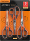 Arteza Craft Scissors, Set of 3, 8-Inch Scissors with Different Blades, Titanium Nonstick Stainless Steel Blades, Craft Supplies for Scrapbooking,...